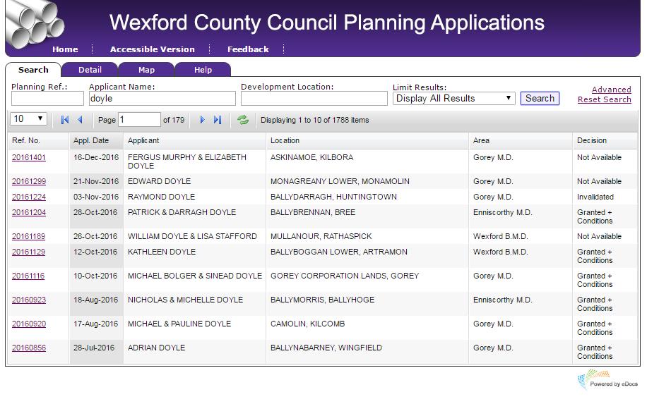 Planning search Screen