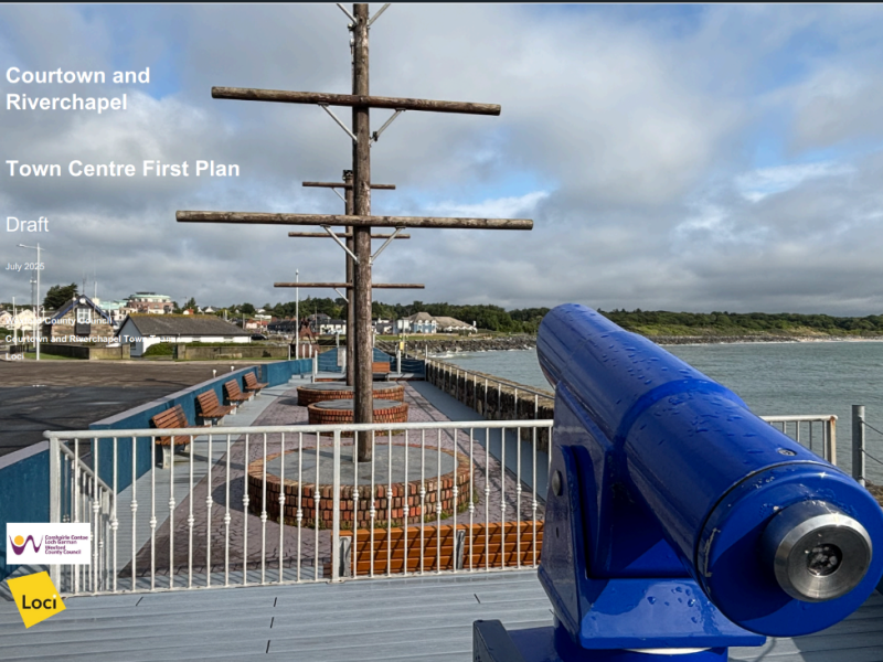 image of the ship at courtown harbour with blue cannon in the foreground