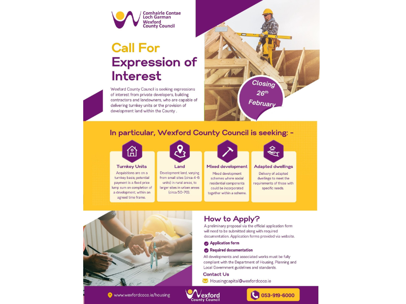 Ad showing a man working on a wooden building with 4 columns about turnkey units  