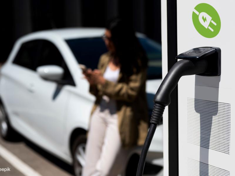 Person waiting on an electric vehicle to charge