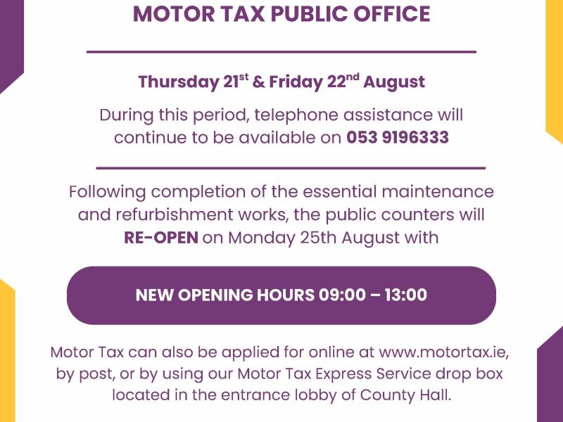 Motor tax office yellow and purple