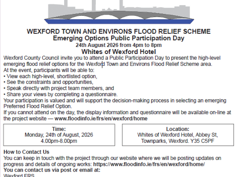 Wexford Town and Environs Flood Relief Scheme Emerging Options Participation Day