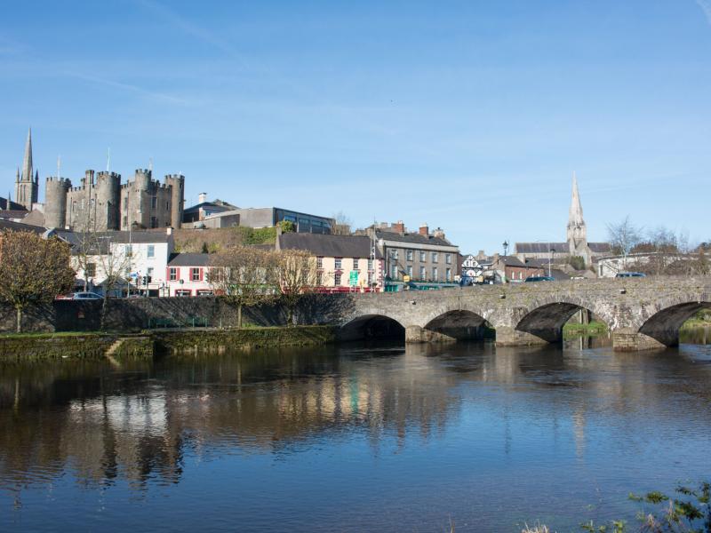 Image shows enniscorthy bridge and enniscorthy town skyline