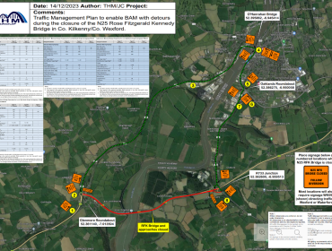 Map of the bridge route that is closed