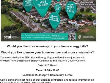 SEAI Home Energy Upgrade Event St Joseph's Community Centre March 12th 2026